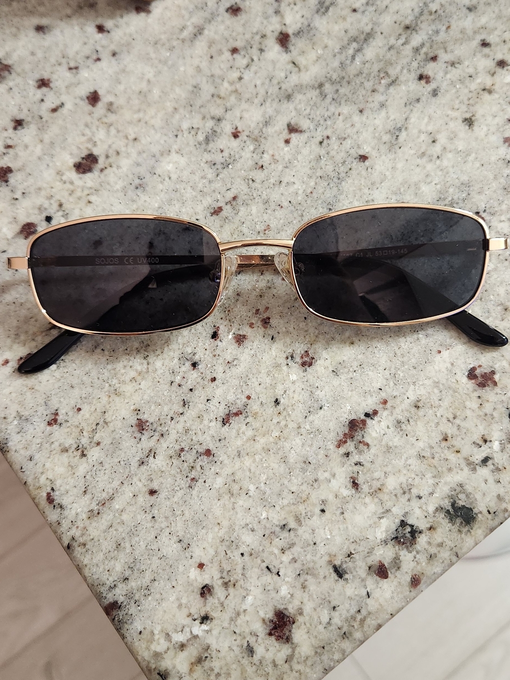 Gold Frame Black Lens Women's Sunglasses